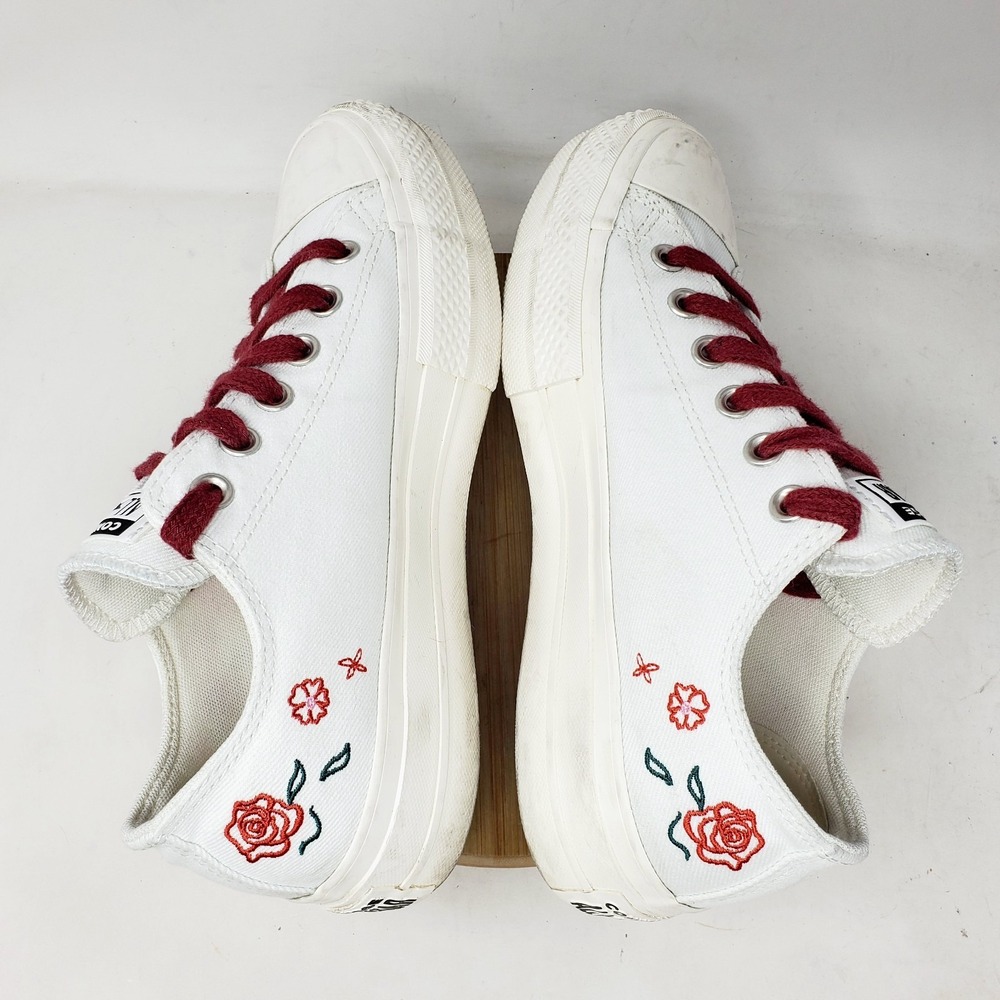 Converse All Star Lift Platform Shoes Womens 8 White Summer Embroidered Sneaker - Picture 10 of 13